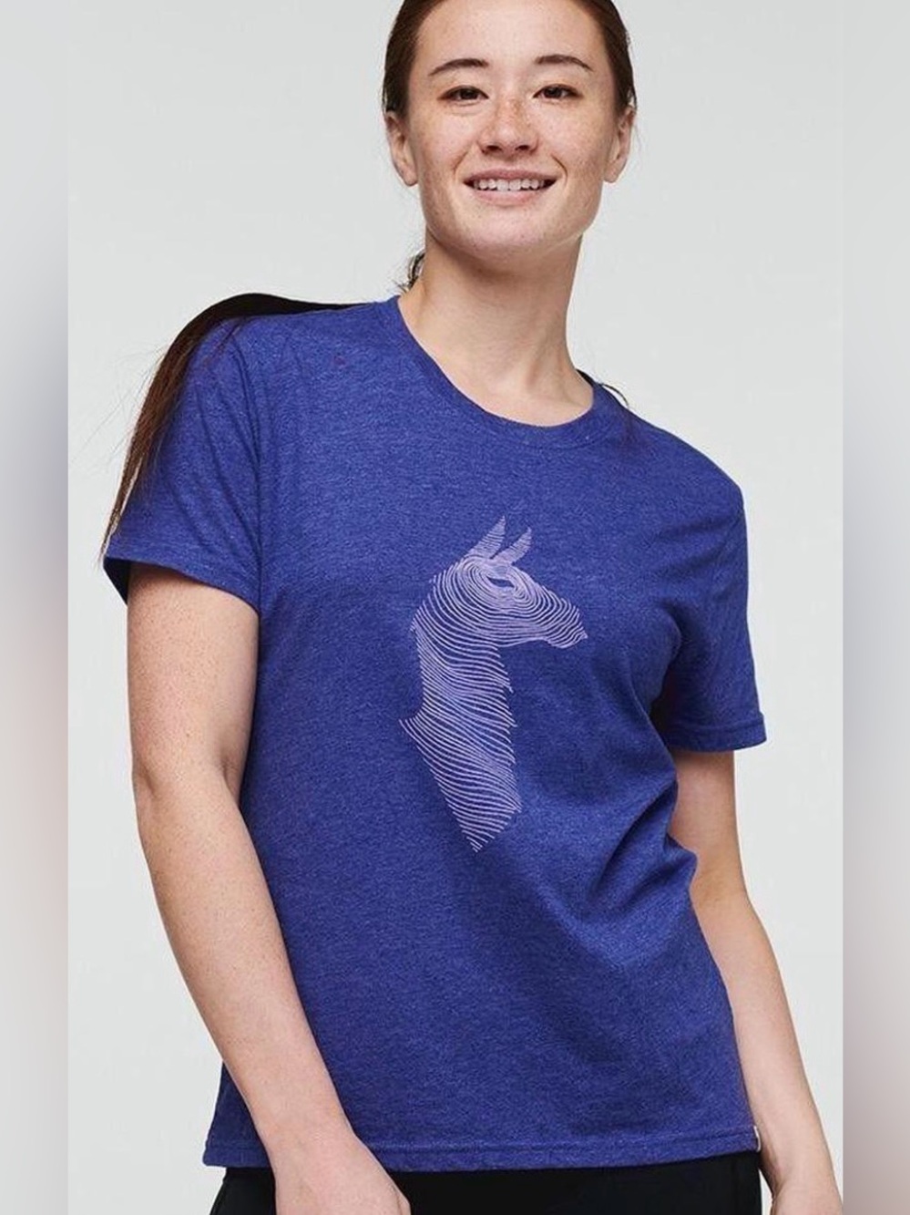 Cotopaxi Women's Topo Llama Graphic T-Shirt Heather Purple Size M